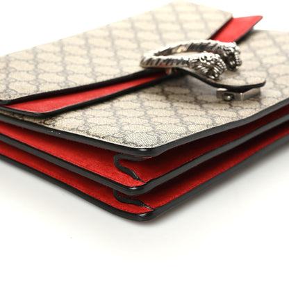 Gucci GG Supreme Monogram Suede Cudu Medium Dionysus Shoulder Bag Beige Ebony Vulcanic Red 5 of 13