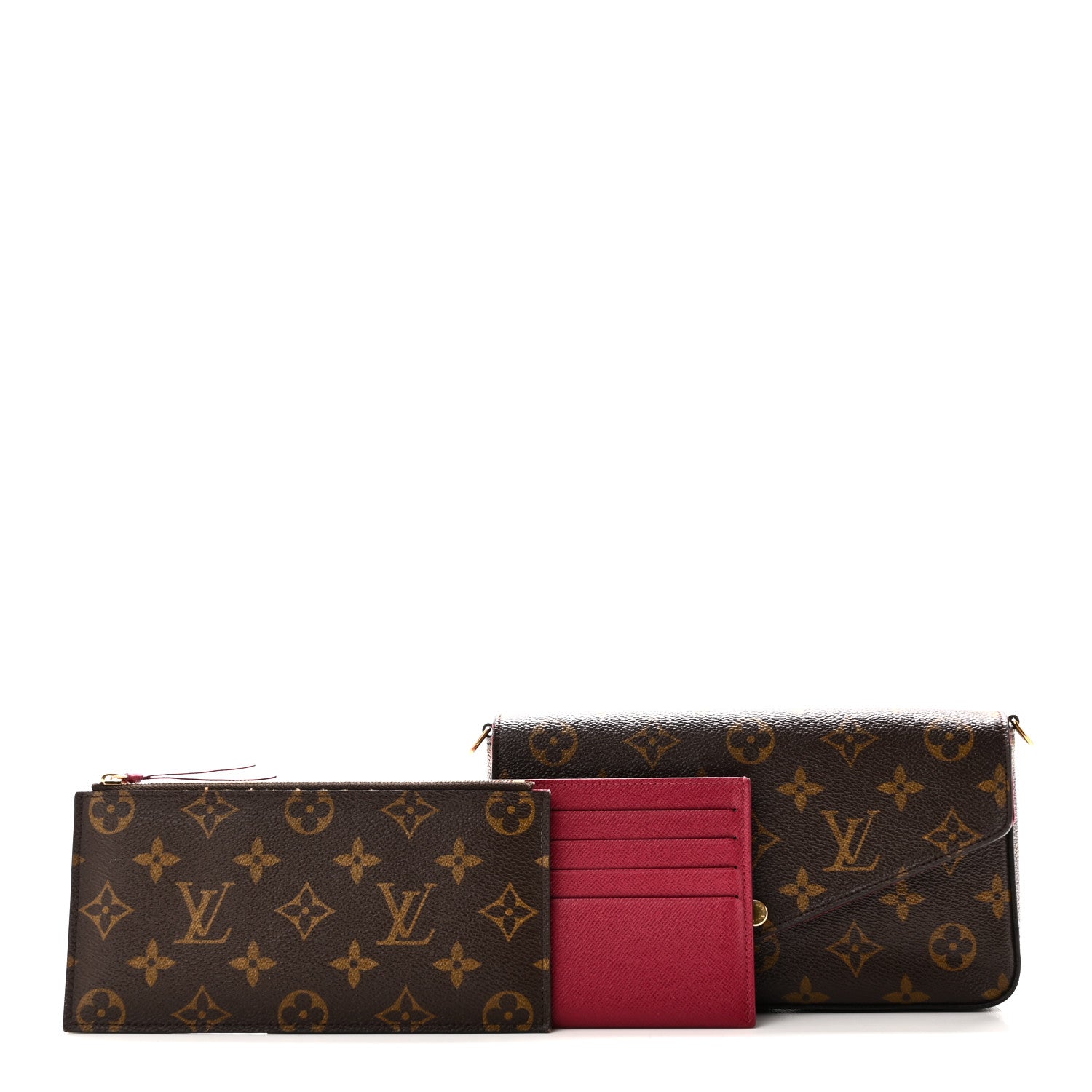 Louis Vuitton Monogram Pochette Felicie Chain Wallet Fuchsia 3 of 10