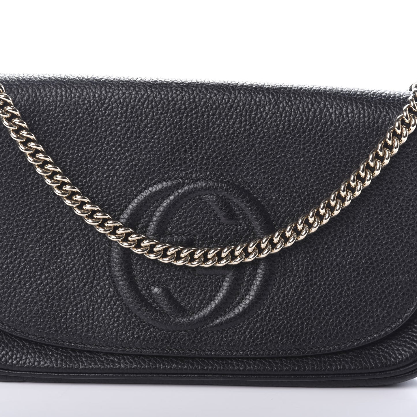 Pebbled Calfskin Medium Soho Flap Crossbody Black