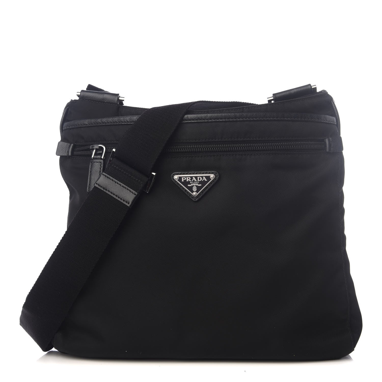 Prada Nylon Flat Messenger Bag Black 1 of 8