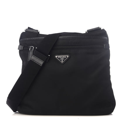 Prada Nylon Flat Messenger Bag Black 1 of 8