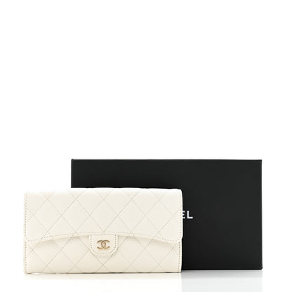 Chanel Caviar Quilted Large Gusset Flap Wallet White 13 of 13