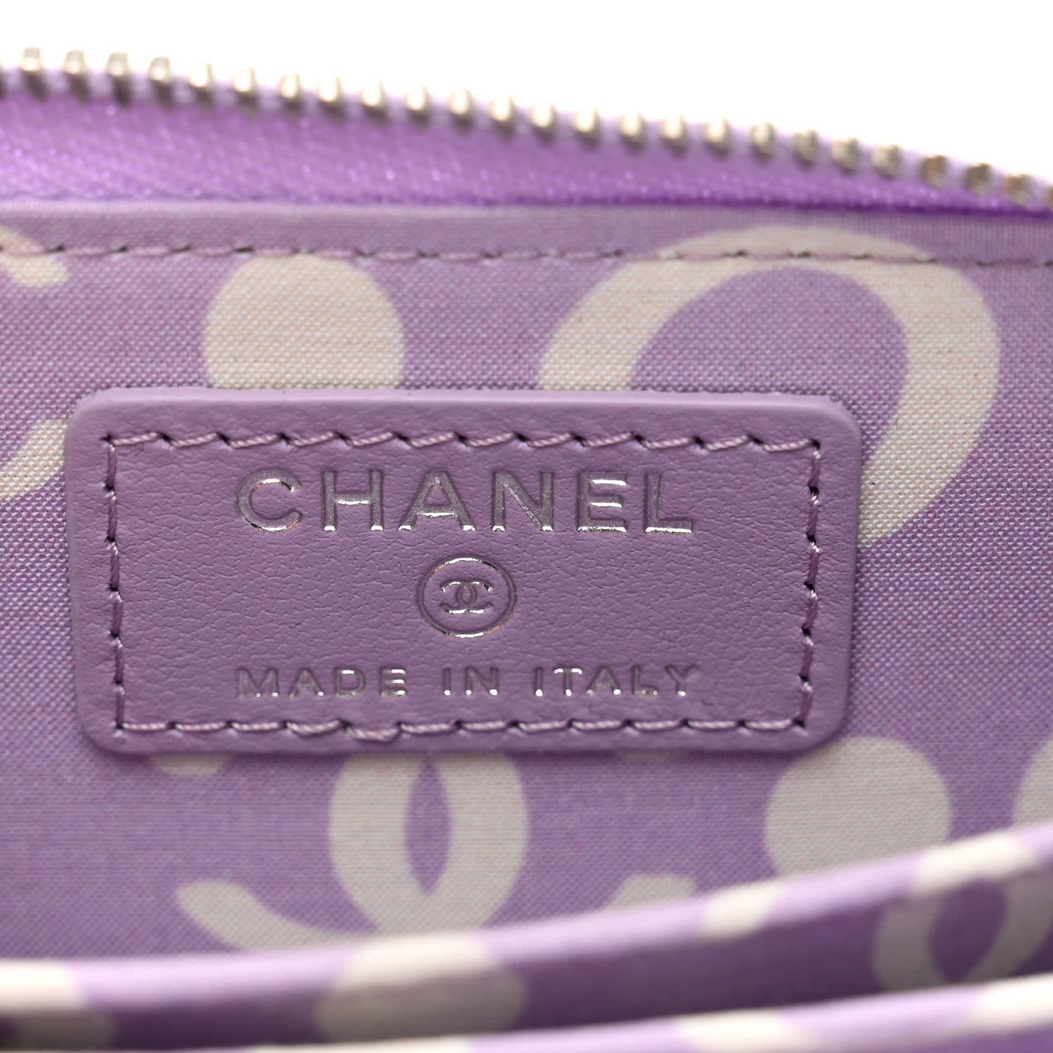 Chanel Caviar Quilted CC Logo Zip Coin Purse Purple 6 of 8