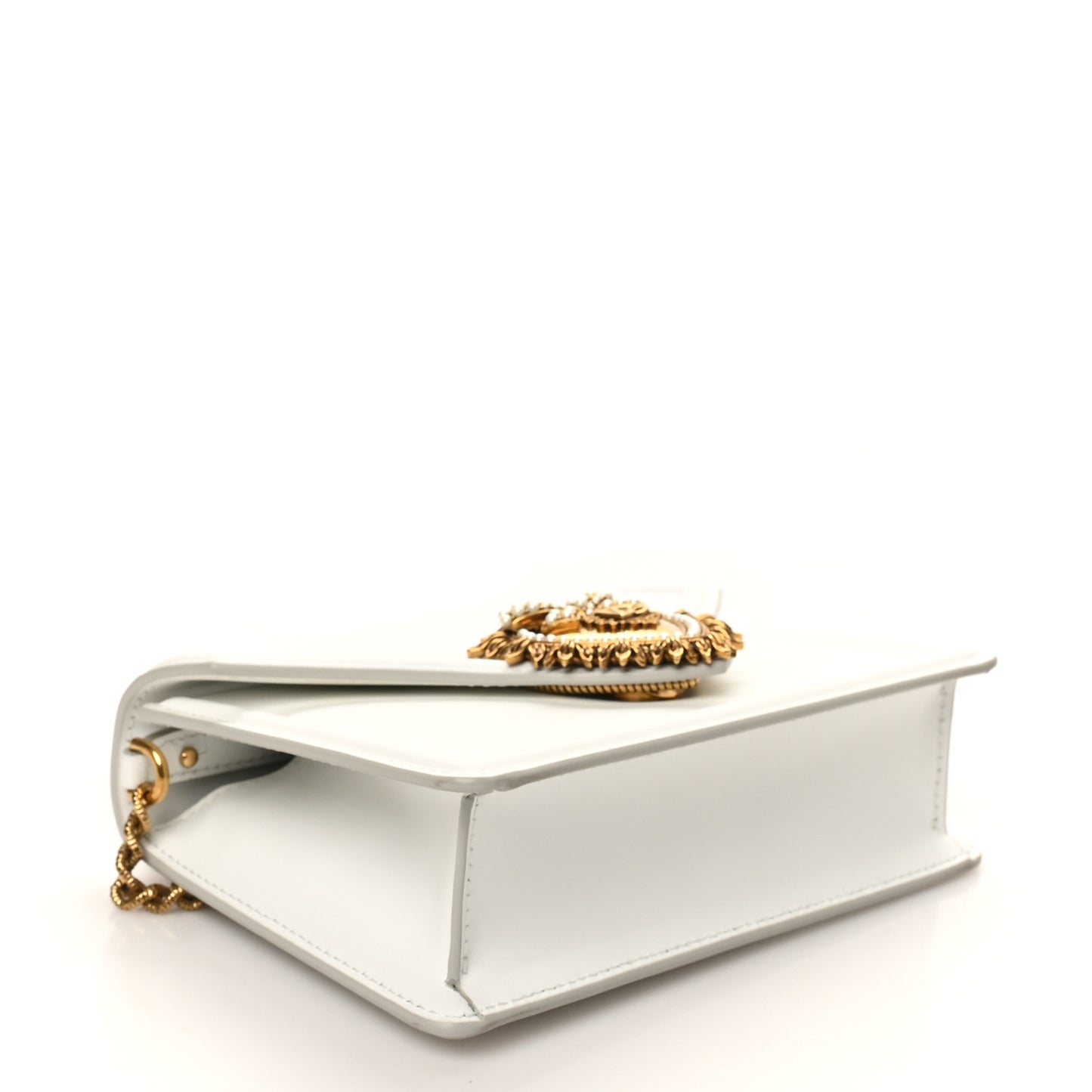 Smooth Calfskin Small Devotion Envelope Top Handle Bag White