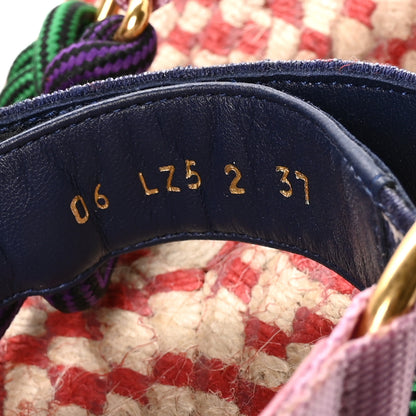Valentino Garavani Embroidered Jacquard Grosgrain Cord Vg Lake Powell Velcro Espadrille Sandals 37 8 of 9