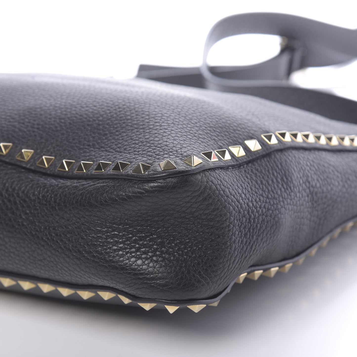 Pebbled Calfskin Large Rockstud Flip-Lock Messenger Bag Black