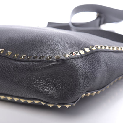 Valentino Garavani Pebbled Calfskin Large Rockstud Flip-Lock Messenger Bag Black 9 of 9