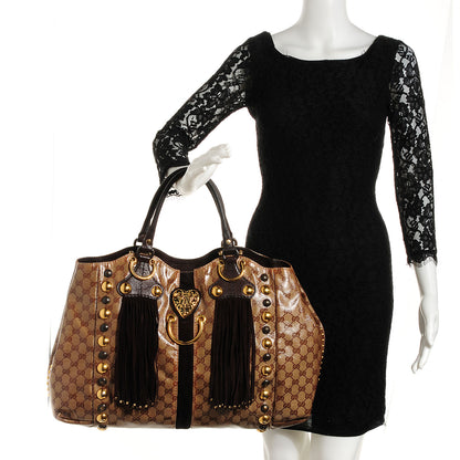 Gucci Crystal Monogram Large Babouska Tote Brown 2 of 7