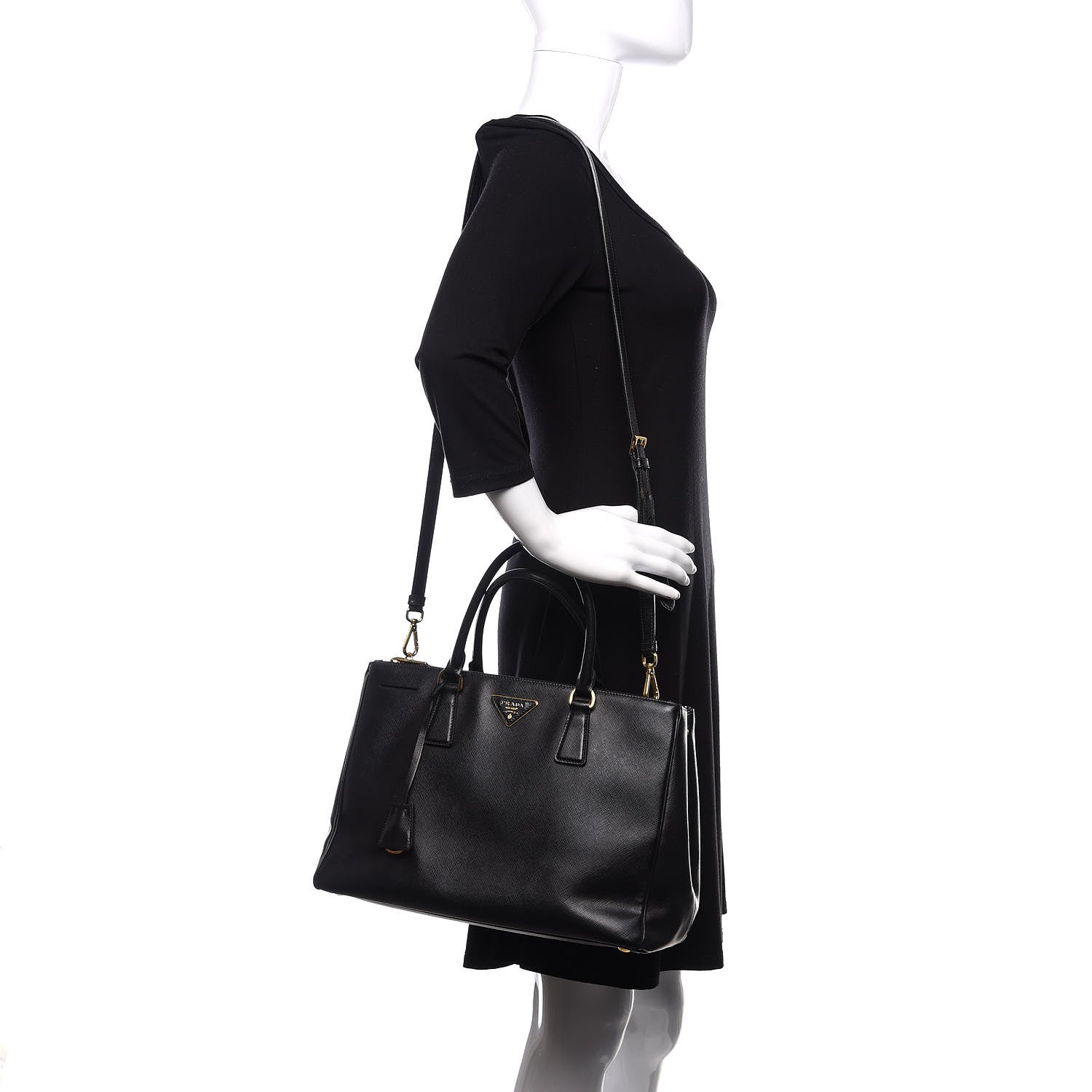 Prada Saffiano Medium Galleria Double Zip Tote Black 2 of 10