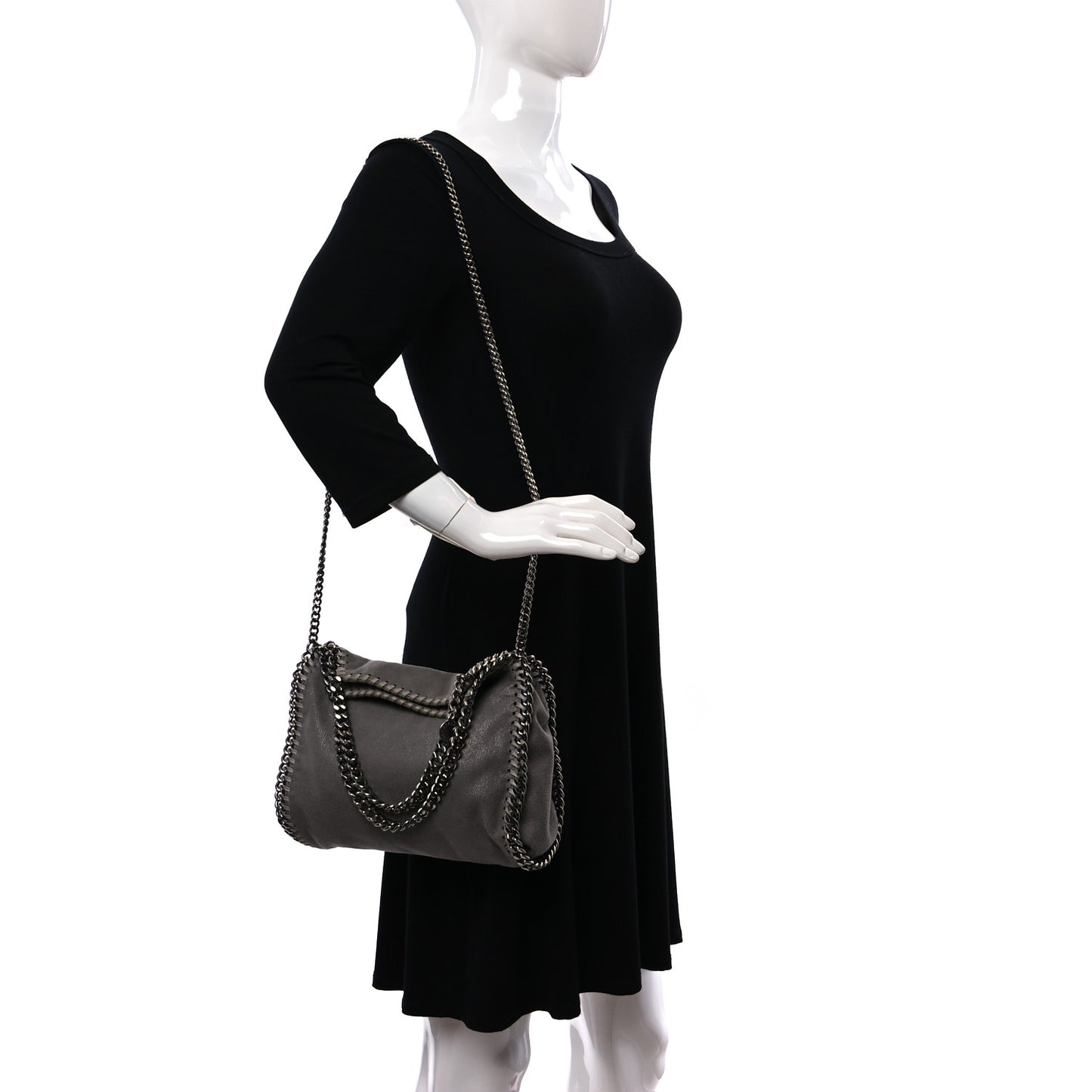 Shaggy Deer Mini Falabella Fold Over Tote Light Grey