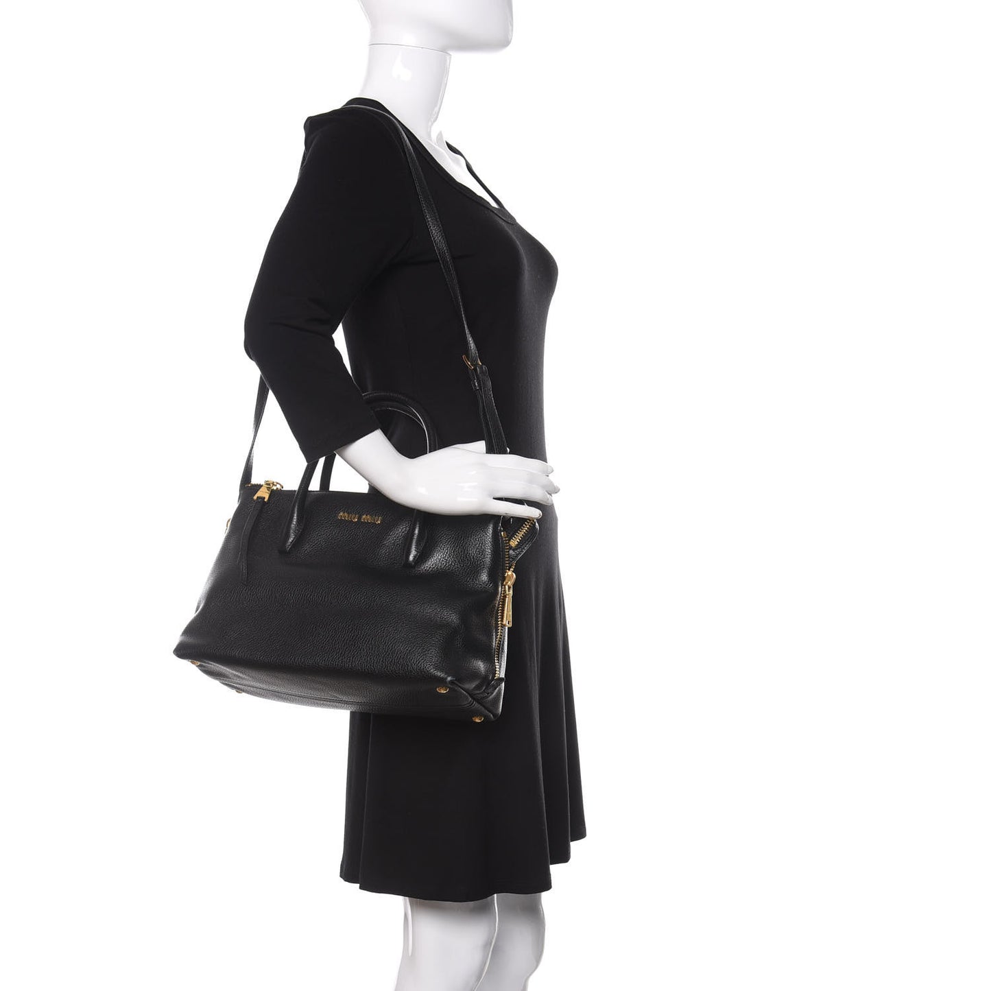 Goatskin Madras Zip Tote Black