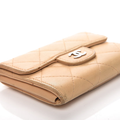 Chanel Lambskin Quilted Flap Card Holde Walletr Beige 12 of 13