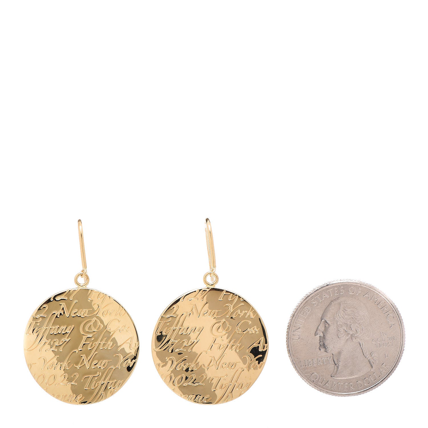 Tiffany 18K Yellow Gold Large Notes Round Drop Earrings 2 of 4