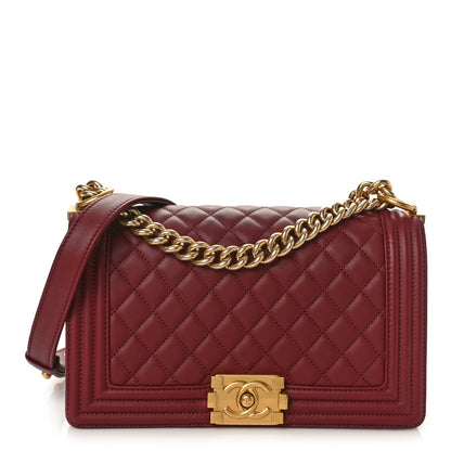 Chanel Lambskin Quilted Medium Boy Flap Dark Red 1 of 9