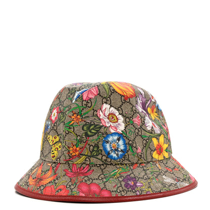 Gucci GG Supreme Monogram Flora Bucket Hat 57 White 1 of 10