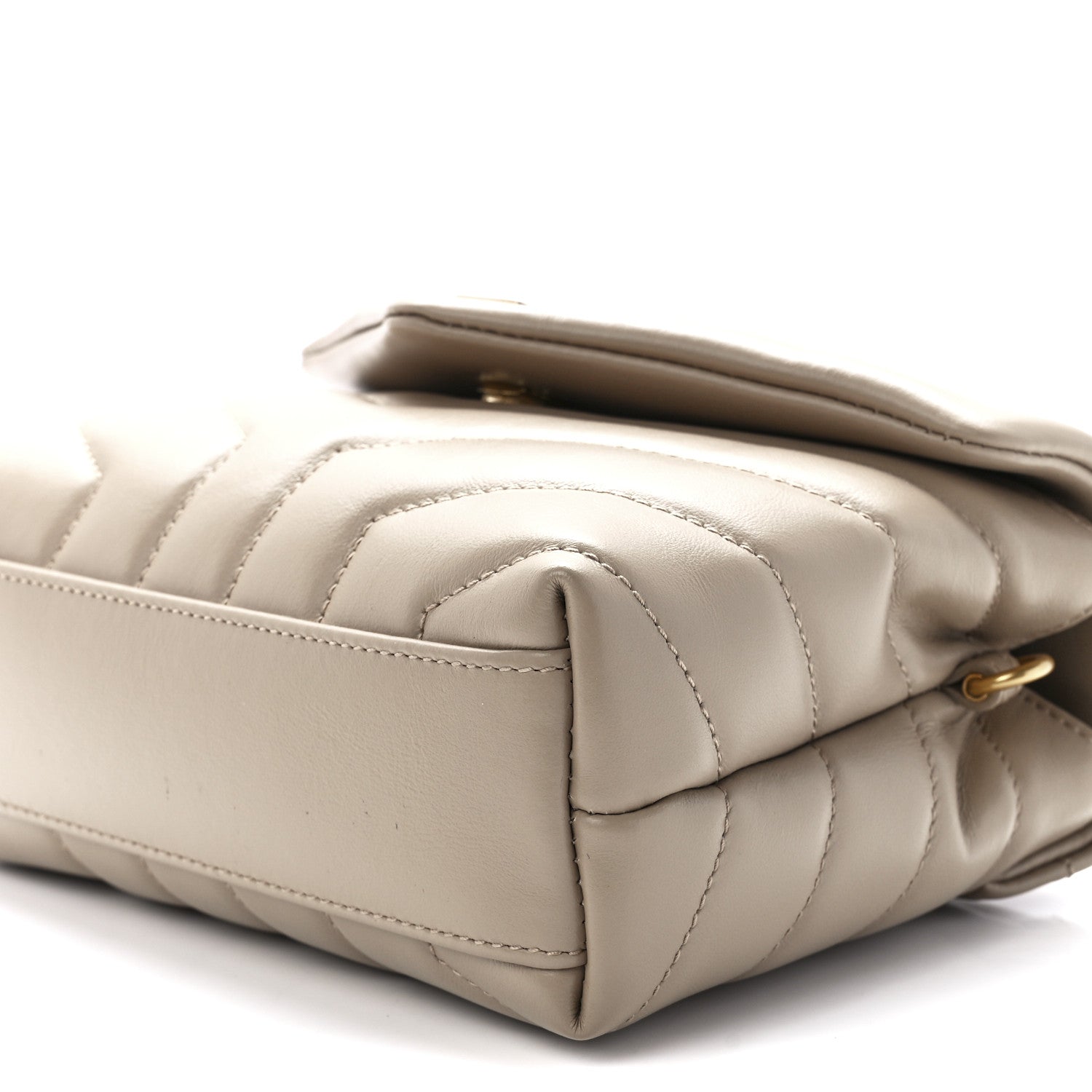 Saint Laurent Calfskin Y Quilted Monogram Toy Loulou Crossbody Bag Latte 12 of 13