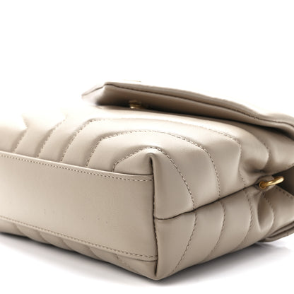 Saint Laurent Calfskin Y Quilted Monogram Toy Loulou Crossbody Bag Latte 12 of 13