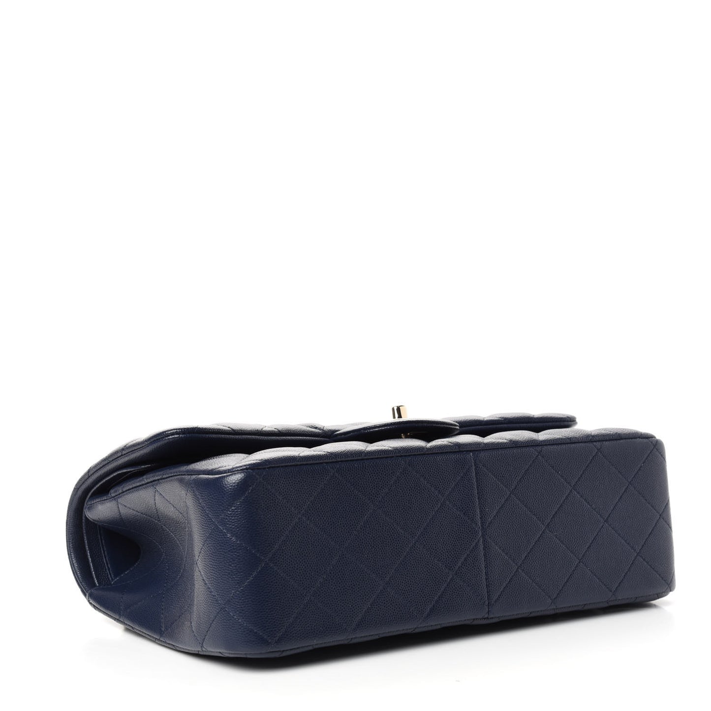 Caviar Quilted Jumbo Double Flap Navy Blue