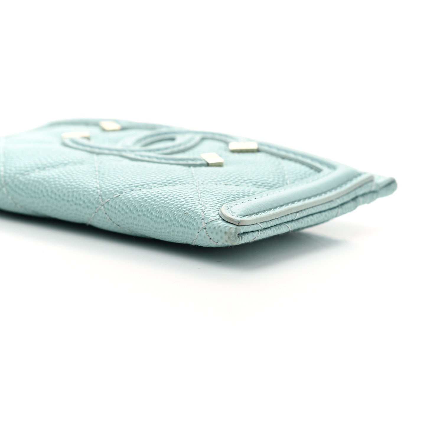 Chanel Caviar Quilted Filigree Card Holder Light Blue 10 of 13
