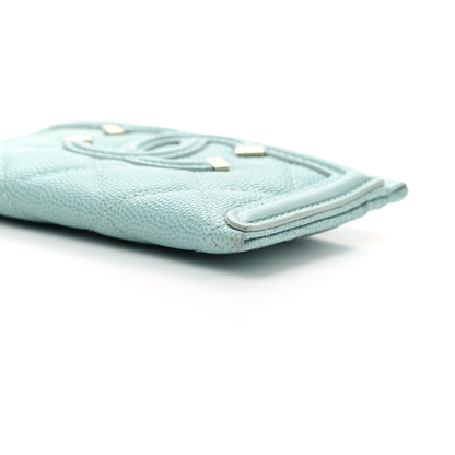 Chanel Caviar Quilted Filigree Card Holder Light Blue 10 of 13