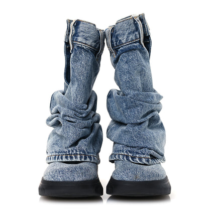 Givenchy Boyfriend Denim Shark Lock Biker Ankle Boots 38 Medium Blue 3 of 11