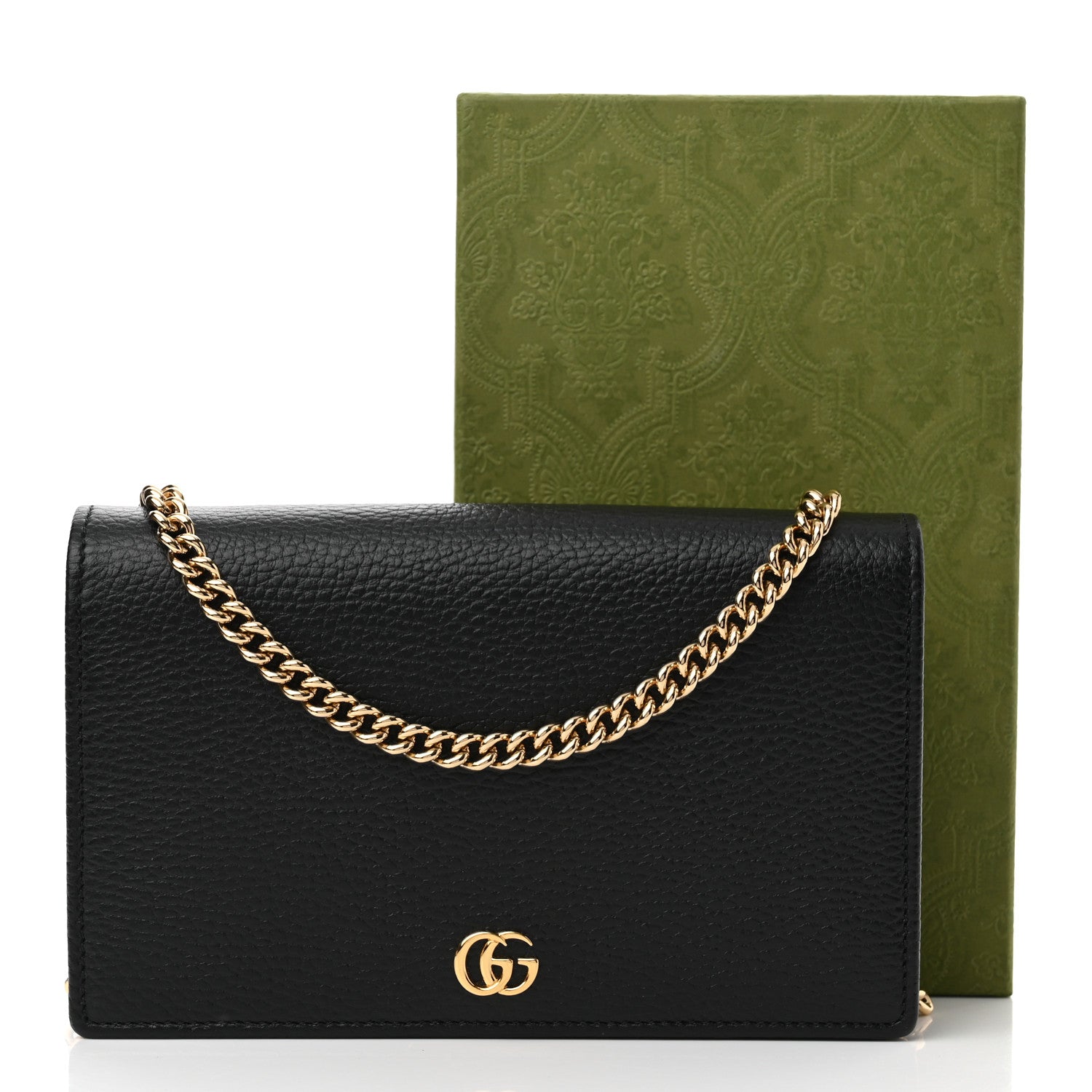 Gucci Calfskin Mini GG Marmont Chain Wallet Black 10 of 10
