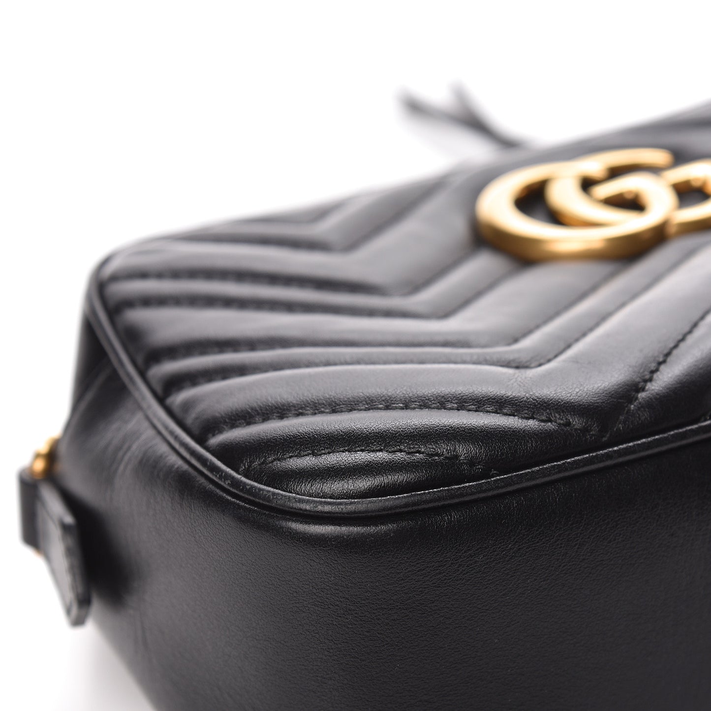 Calfskin Matelasse Small GG Marmont Chain Shoulder Bag Black