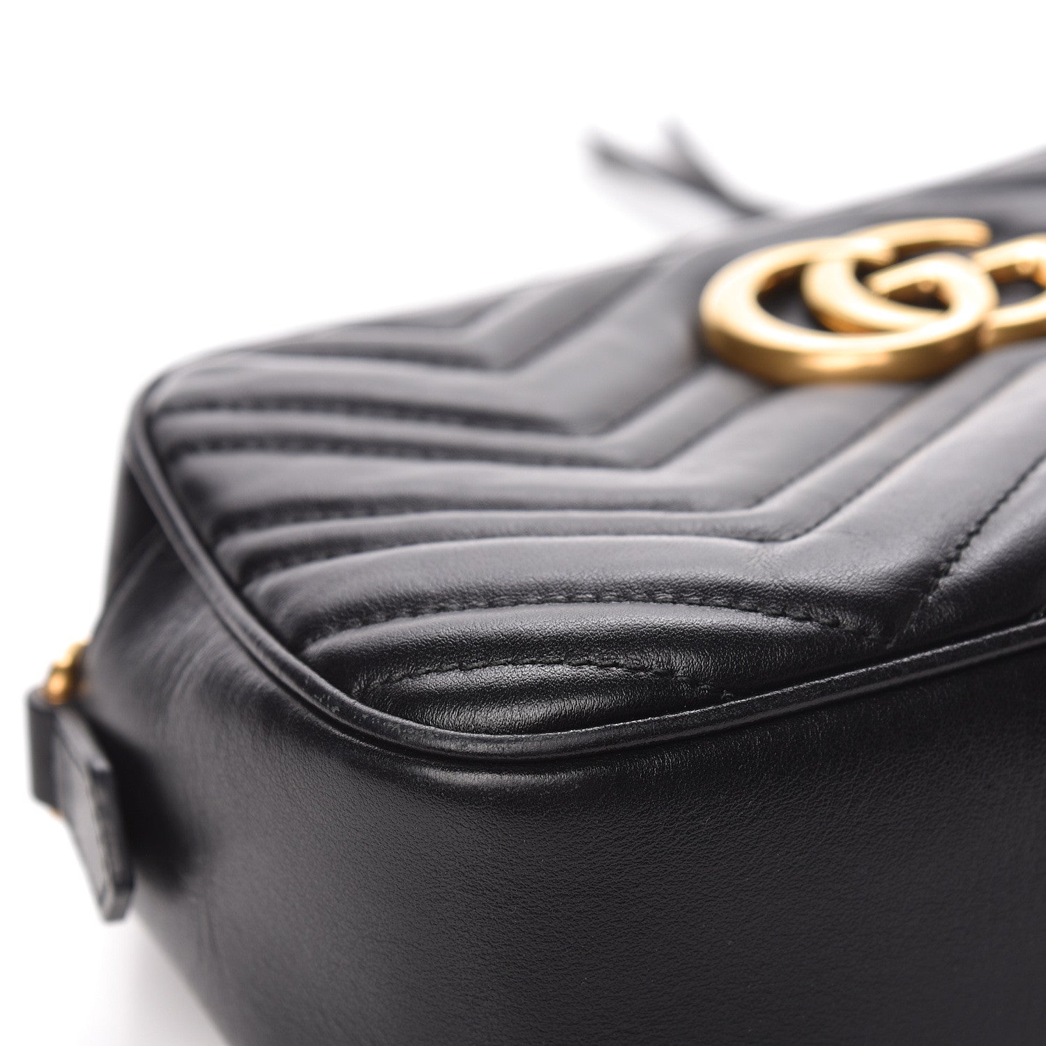 Gucci Calfskin Matelasse Small GG Marmont Chain Shoulder Bag Black 8 of 12