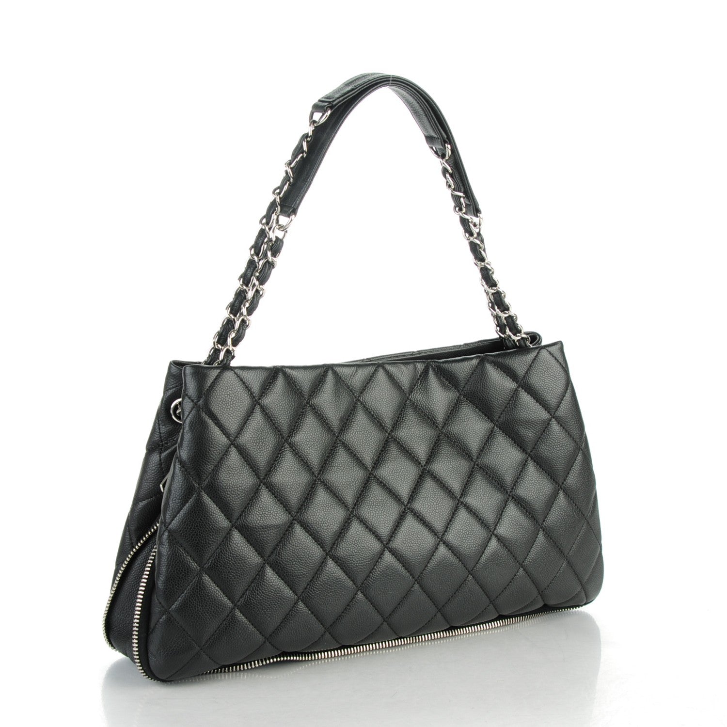 Chanel Caviar Quilted Expandable Zip Shoulder Bag Black 3 of 7