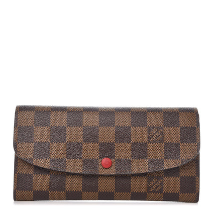 Louis Vuitton Damier Ebene Emilie Wallet Red 1 of 9