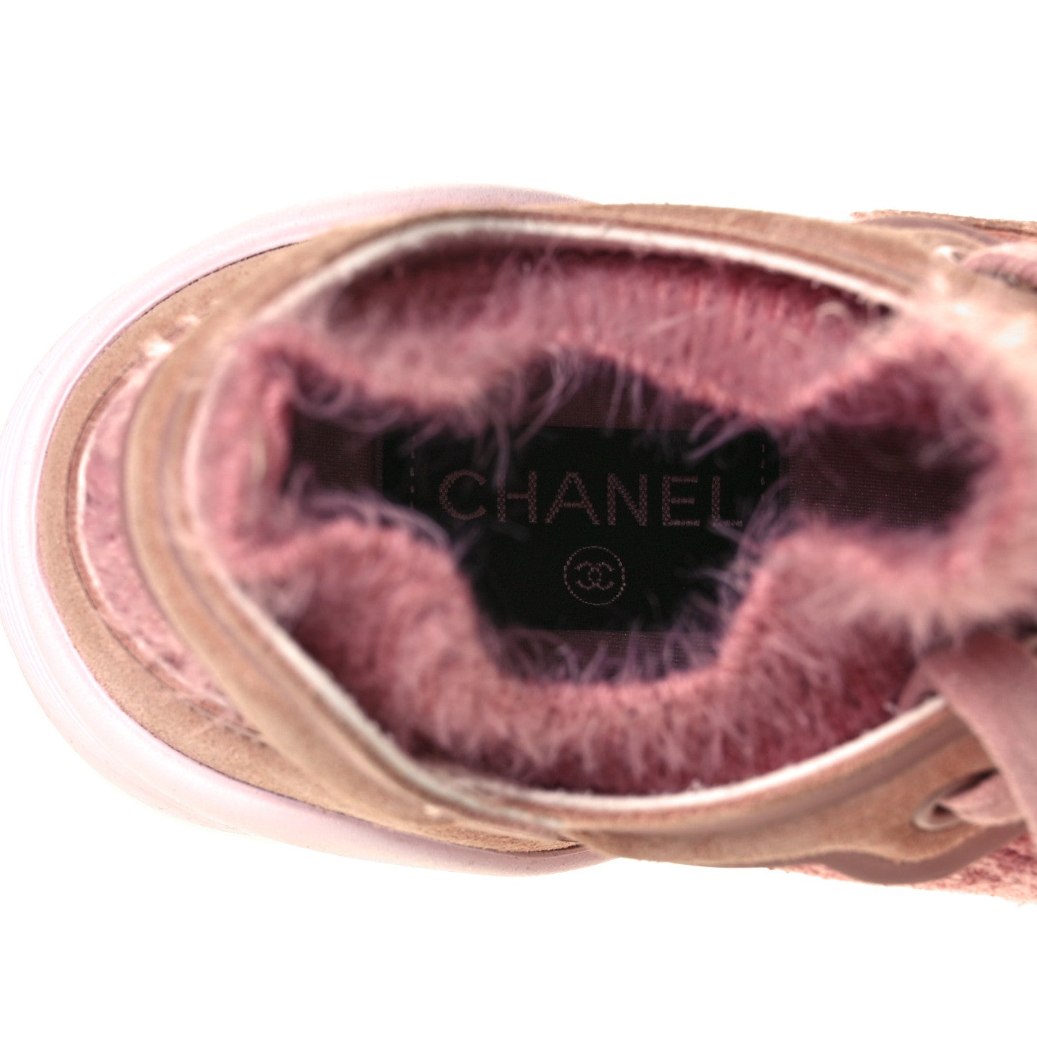 Chanel Wool Suede Calfskin CC Sneakers 36.5 Pink 7 of 8