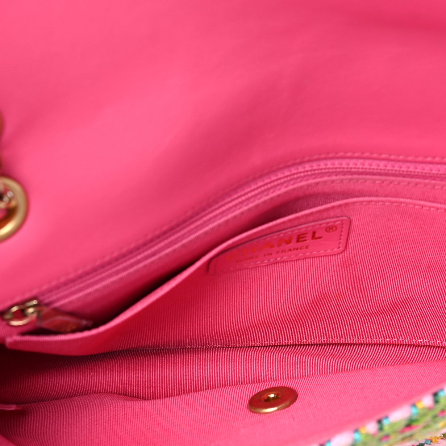 Cotton Mixed Fibers Woven Medium Flap Pink Green