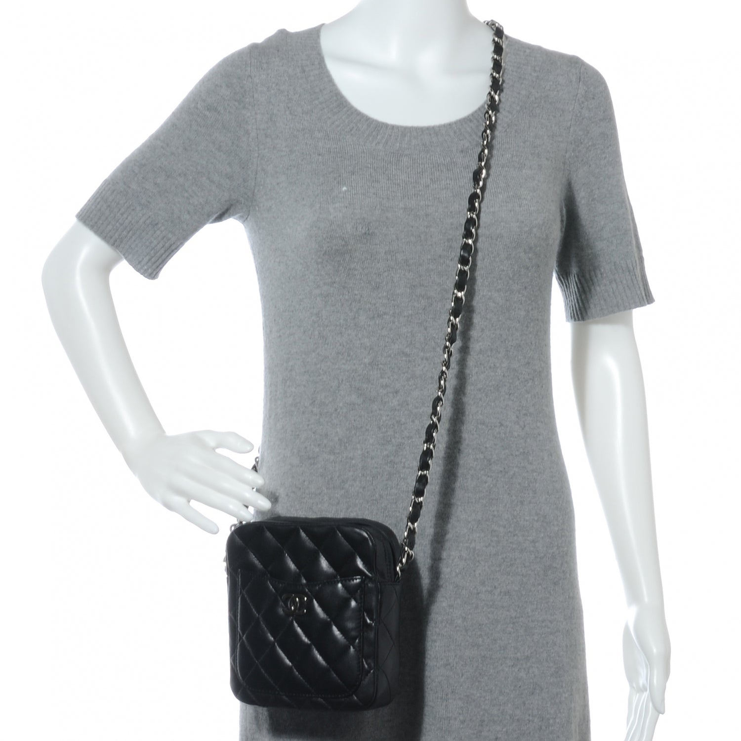 Chanel Lambskin Quilted Small Messenger Bag Black 2 of 7
