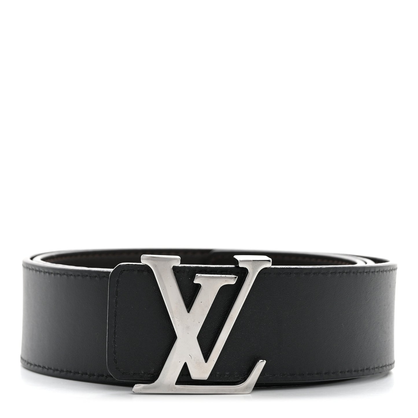 Calfskin 30mm LV Initiales Belt 90 36 Black Dark Brown