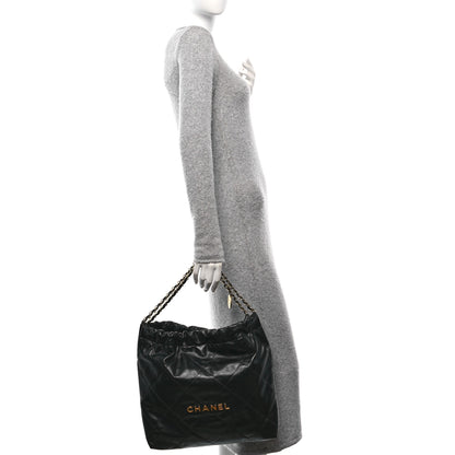 Chanel Shiny Calfskin Quilted Chanel 22 Black 2 of 10