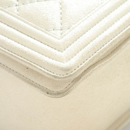 Chanel Goatskin Quilted Large Gentle Boy Flap Dark White 4 of 15