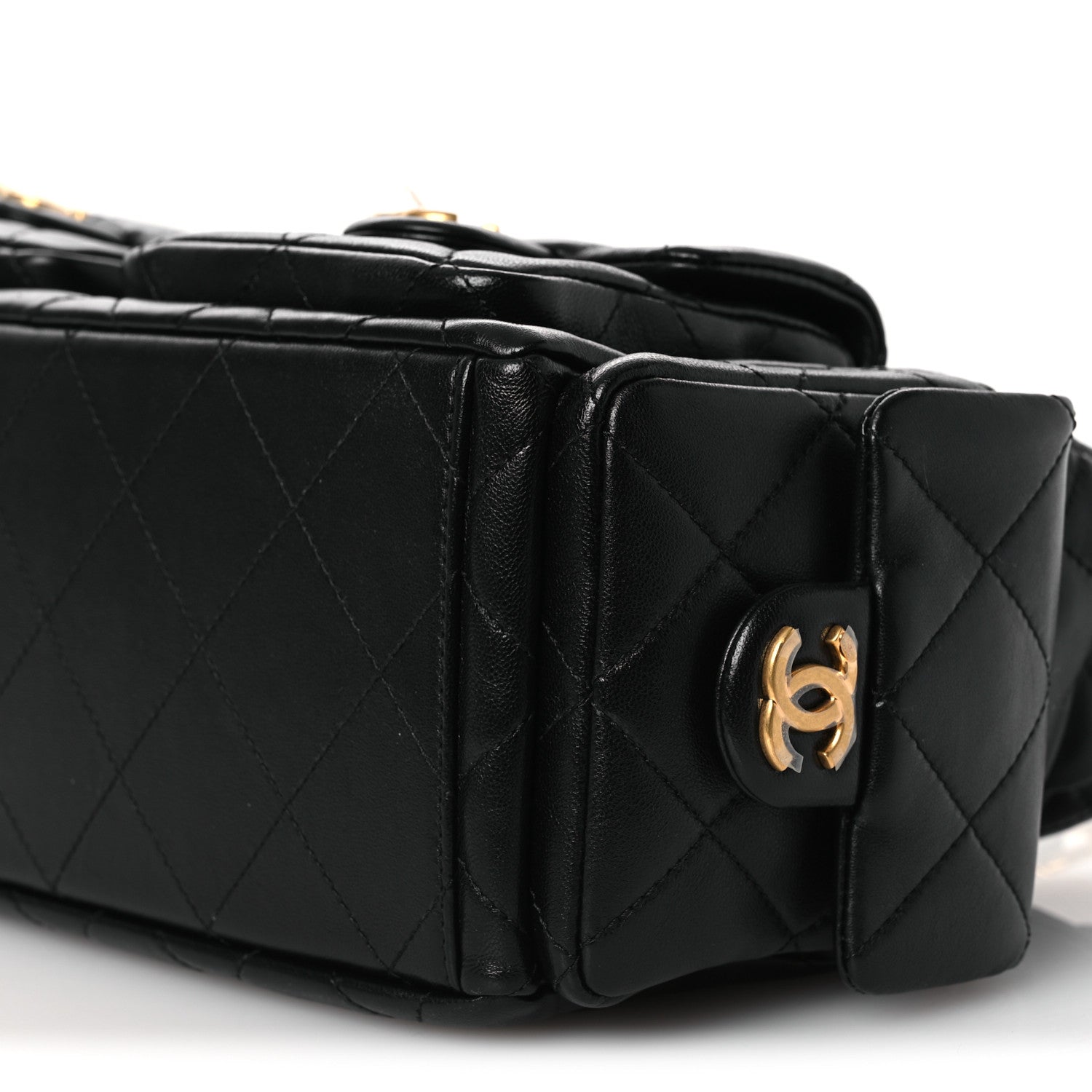 Chanel Shiny Lambskin Quilted Trendy Pockets Hobo Black 10 of 13