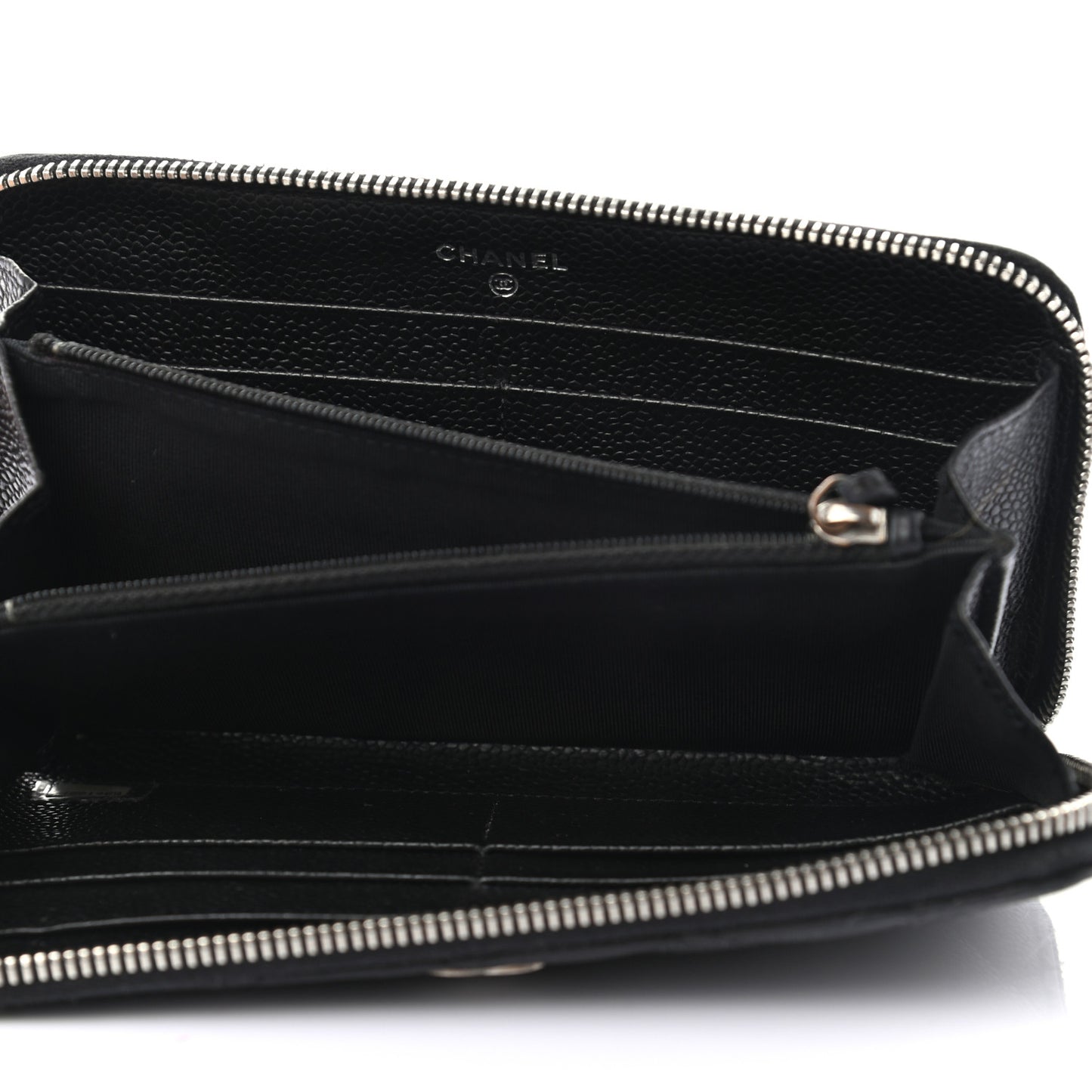 Caviar Quilted Large Gusset Zip Around Wallet Black