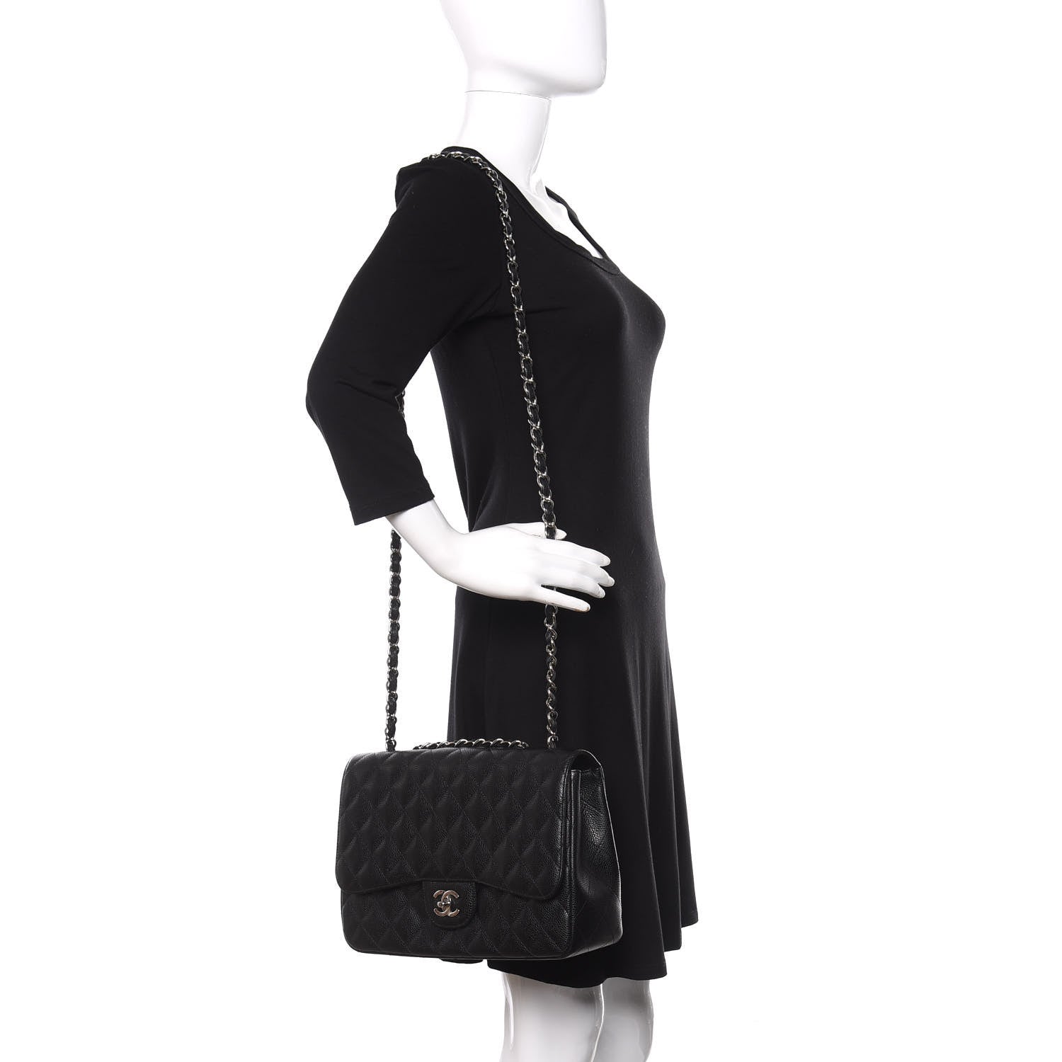 Chanel Caviar Quilted Jumbo Single Flap Black 2 of 11
