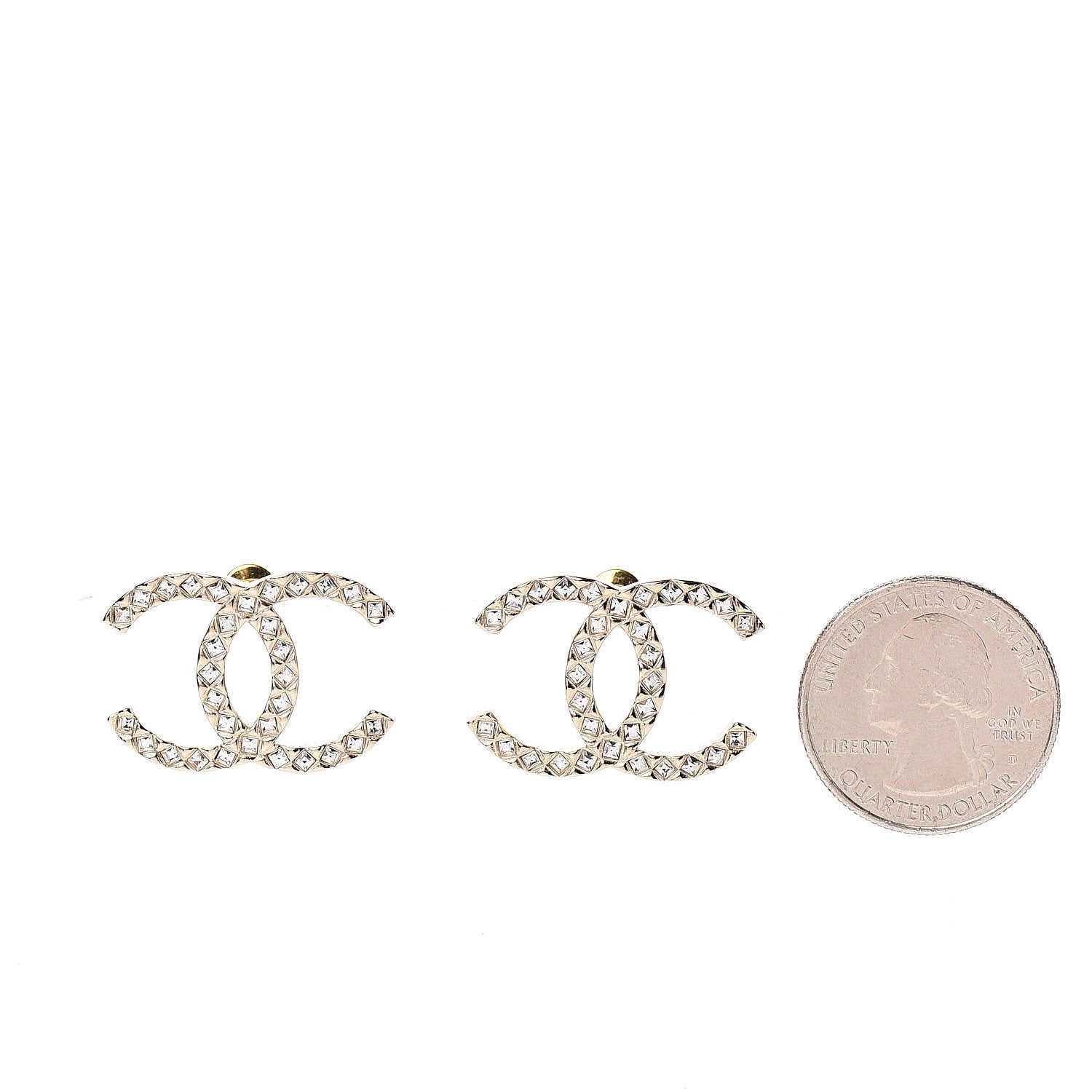 Chanel Baguette Crystal High Society CC Earrings Gold 2 of 3