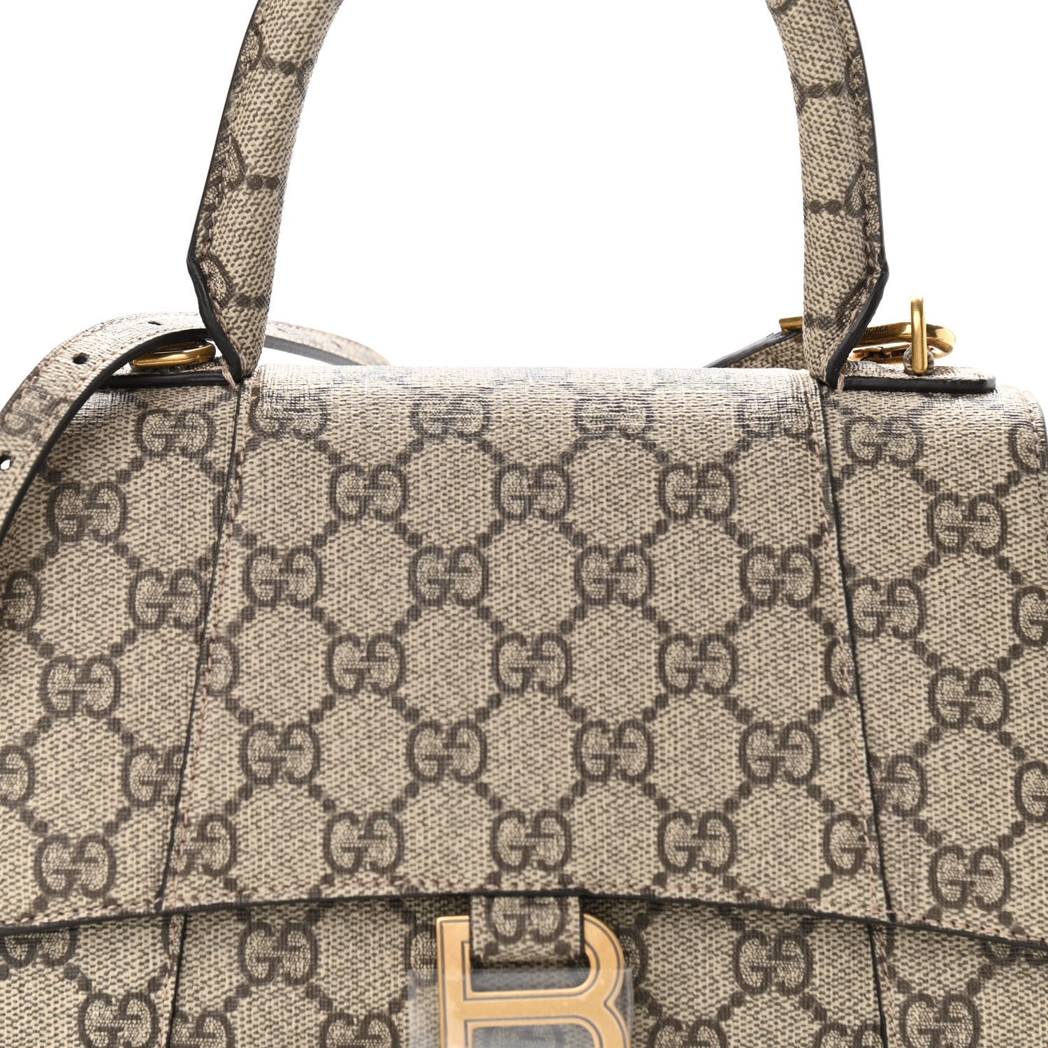 Balenciaga X GUCCI GG Supreme Monogram Small Hourglass Top Handle Bag Beige Ebony 9 of 11