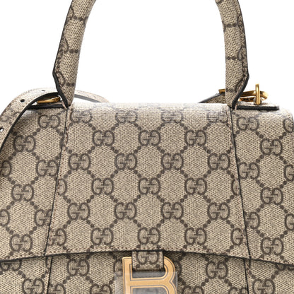 Balenciaga X GUCCI GG Supreme Monogram Small Hourglass Top Handle Bag Beige Ebony 9 of 11