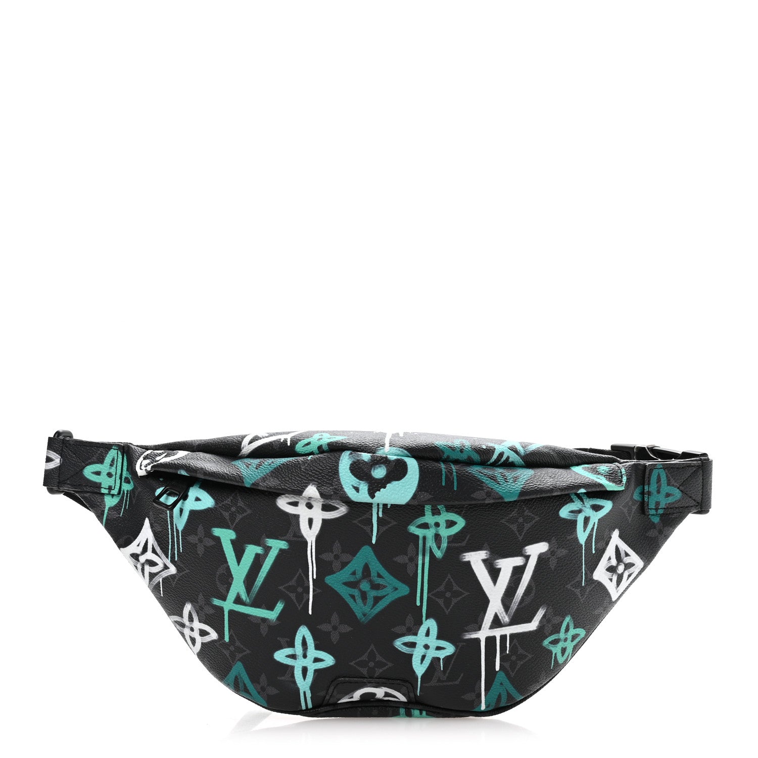 Louis Vuitton Monogram Eclipse LV Graffiti Discovery Bumbag Green Lights 1 of 9