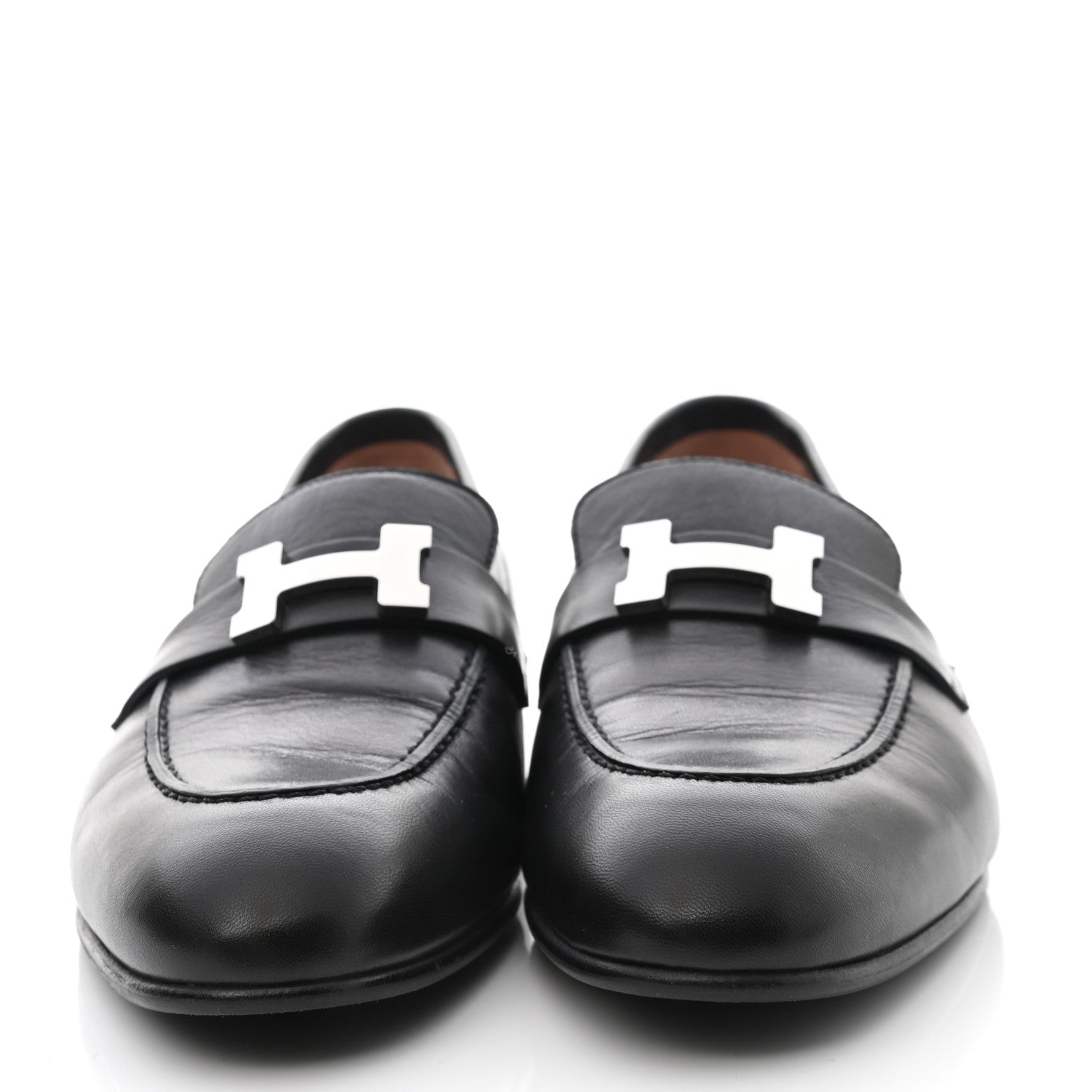Hermes Goatskin Womens Paris Loafers 40 Black 2 of 9