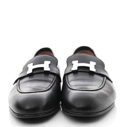 Hermes Goatskin Womens Paris Loafers 40 Black 2 of 9