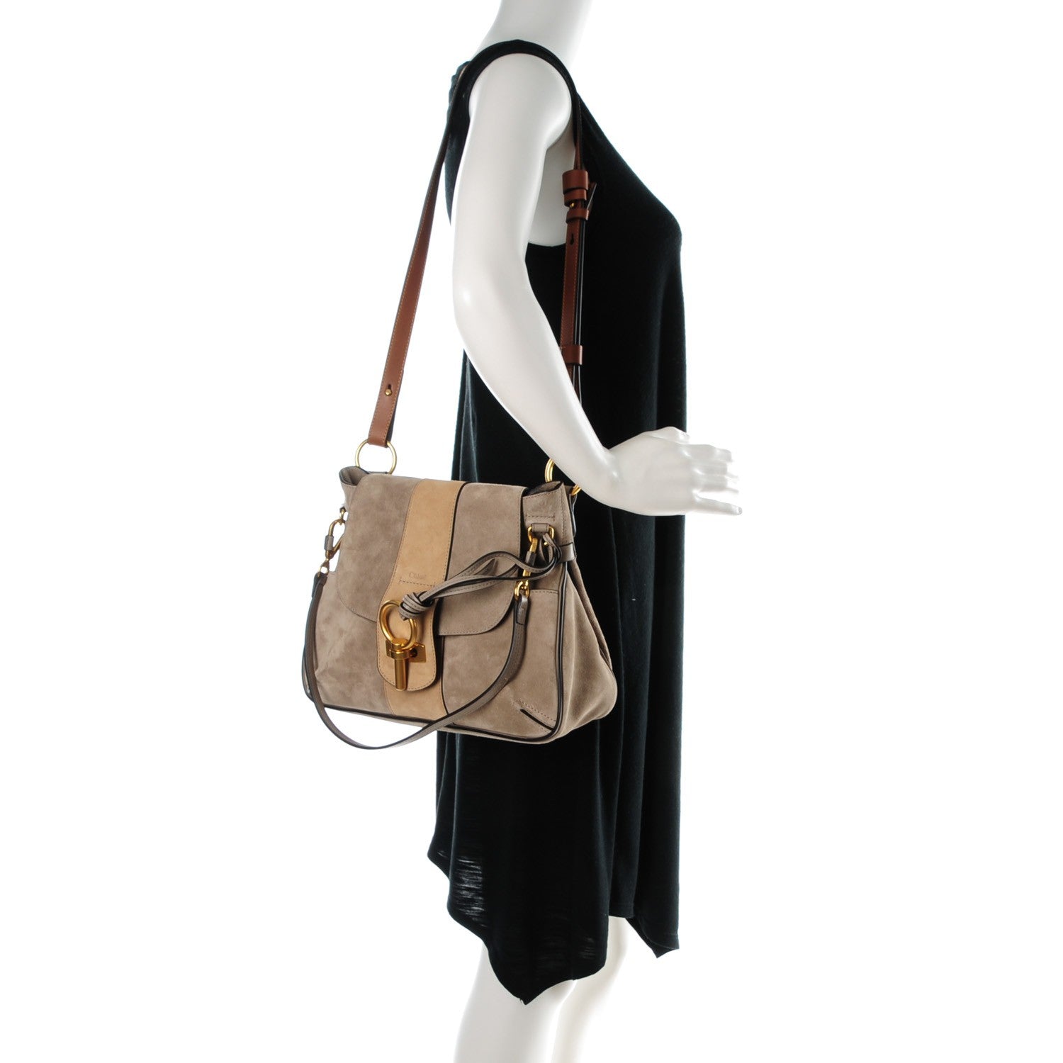 Chloe Suede Small Lexa Shoulder Bag Motty Grey 2 of 7