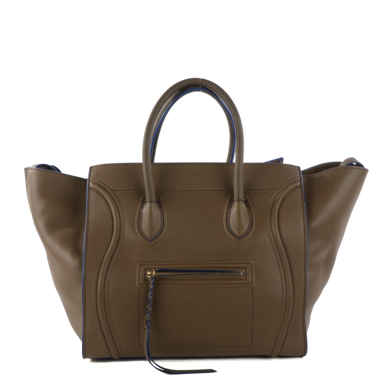 Supple Calfskin Medium Phantom Luggage Khaki Cobalt Trim