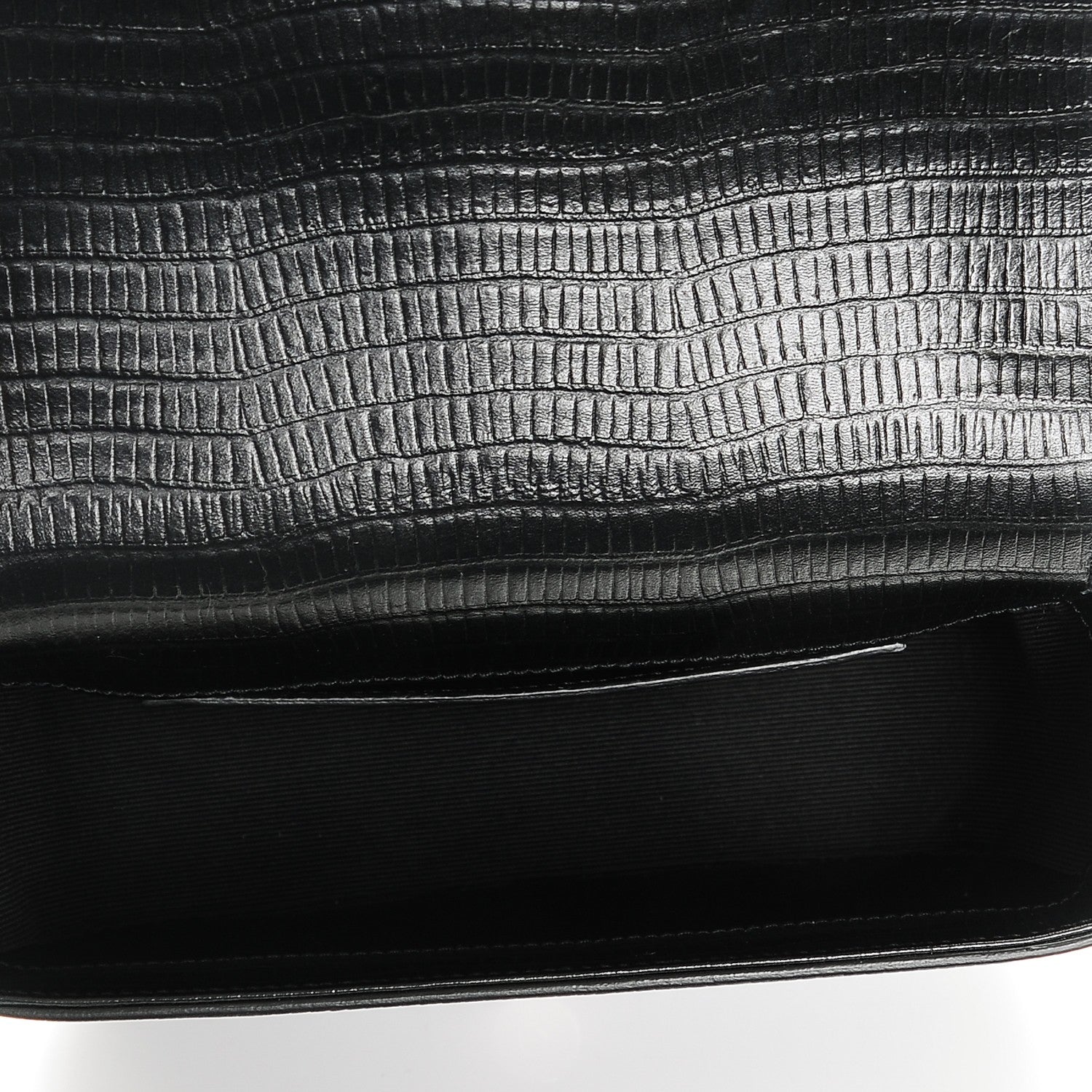 Saint Laurent Lizard Calfskin Embossed Small Classic Monogram Universite Bag Black 5 of 6