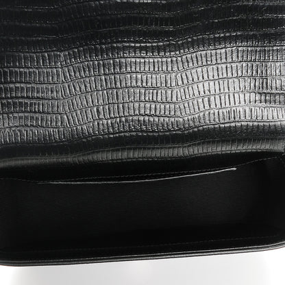 Saint Laurent Lizard Calfskin Embossed Small Classic Monogram Universite Bag Black 5 of 6