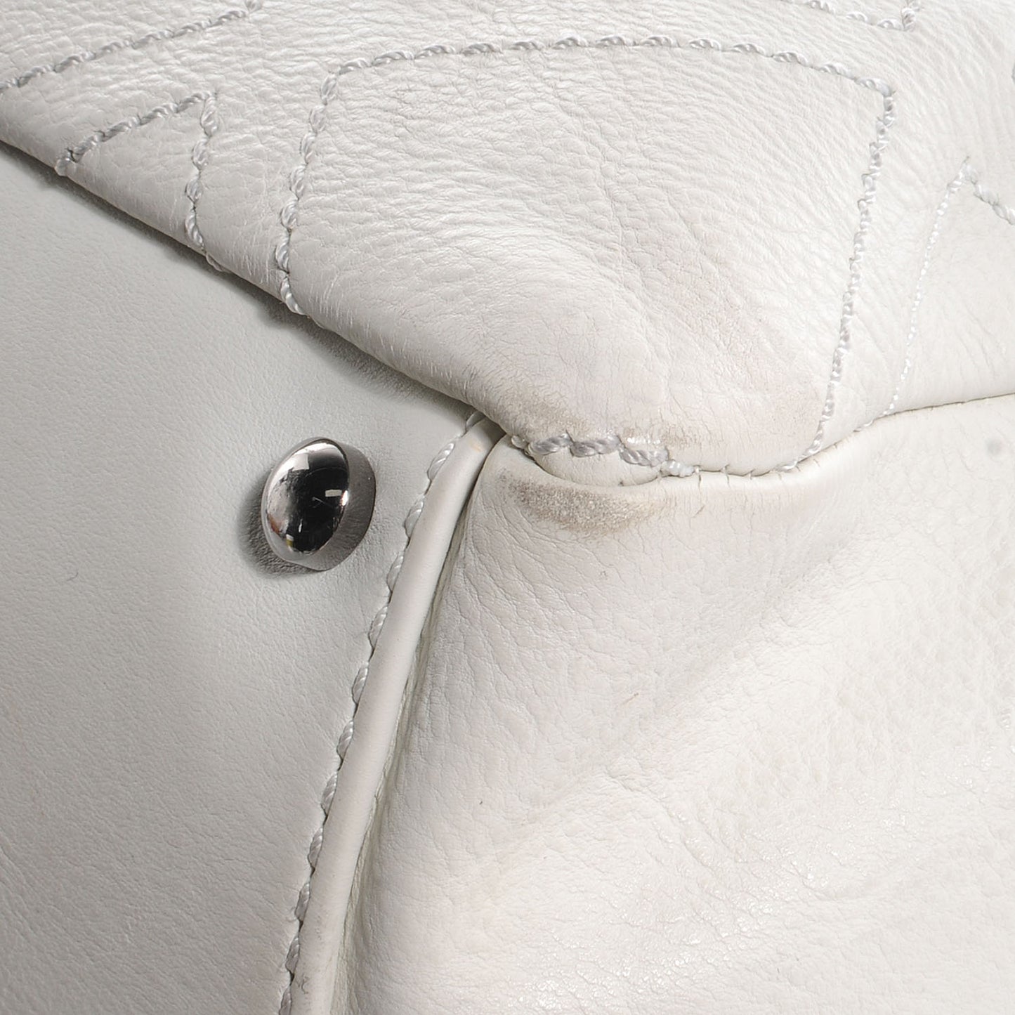 Calfskin Large Diamond Stitch Tote White